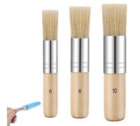3 Pcs Stencil Brush Set Natural Boar Bristle Wooden Handles for DIY Crafts | Anti-shedding rust-proof ferrule, works with acrylic oil watercolour, ideal for stencilling, card making & craft projects