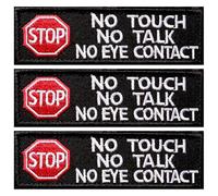 3 Pcs Stop Sign Service Dog Patches for Dog Harness, Hook and Loop Embroidered Badge Fastener Appliques Warning Vests Backing Harness Collar Clothes (NO Touch)