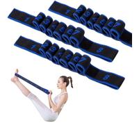 3 PCS Stretching Strap Gymnastics Stretch Band Yoga Straps with 8 Loops for Physical Therapy, Pilates, Yoga, Dance, Gymnastics Exercise, Flexibility and Fitness Resistance, Blue