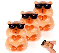 3 Pcs Stretchy Capybara Squishy, Fidget Toys Adults Sensory Stress Relief, Soft Capybara Toy Set, Animal Stress Ball Squeeze Ball
