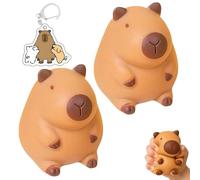3 Pcs Stretchy Capybara Toy Set, Cute Stress Toys Soft Capybara Toys Animal Stress Ball Squeeze Ball with A Keychain for Children