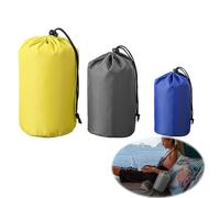 3 Pcs Stuff Sack Small Items Storage Stuff Bag Waterproof Outdoor Portable Hanging Drawstring String Nylon Sacks for Camping Boating Hiking Travel Beach Sandbags 10x20/13x25/18x32cm Blue Gray Yellow