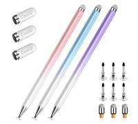3 pcs Stylus Pens for Touch Screens, 2 in 1 High Precision Universal ipad Pen,Stylus Pen for iPad/iPhone/Android/Microsoft Tablets, Compatible with All Touch Screens with 9 Tips(Purple/Pink/Blue)