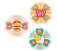 3 Pcs Suction Cup Spinner Toys,Spinning Toys for Toddlers 1-3,Baby Fidget Toy,Sensory Early Education Bathtub Toy Dining Chairs Birthday Gifts Boy Girl (Bee)