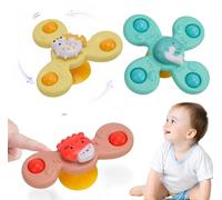 3 Pcs Suction Cup Spinner Toys, Spinning Toys for Toddlers 1-3, Silicone Bath Toys, Baby Fidget Toy Sensory Early Education Bathtub Toy, Fidget Spinner Toys with Suction for Bath and Window