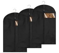 3 Pcs Suit Covers, Clothes Cover in Black, Garment Bags with Clear Window, Zipper, Fold-Able, Washable, Dust-Proof for Home Wardrobe Storage