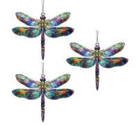 3 Pcs Sun Catchers for Windows Set, Dragonfly Hanging Crystals for Windows, Crystal Suncatcher Dragonfly Gifts Suitable for Garden Enthusiasts Looking for Unique Outdoor Decorations