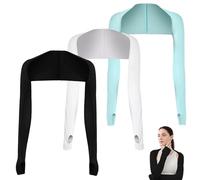3 Pcs Sun Protection Arm Sleeves for Women, Sleeves to Cover Arms, UV Protection Arm Covers with Finger Hole for Golfing Riding Driving and Running, White, Black, Sky Blue