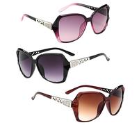 3 Pcs Sunglasses Womens,Ladies Sun Glasses With Uv Protection Oversized No Prescription Lady Uv400 Sunshade Sunglass Large Fashion Suns Eyewear,Pc Material Formal Style for Women Outdoor Activities