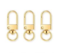 3 Pcs Swivel Lobster Claw Clasps - 33mm Metal Key Chain Clips with 360° Rotating Mechanism - Durable Spring Snap Hooks for Lanyards, Handbags, DIY Jewelry Making, Craft Accessories (Gold)