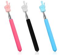 3 Pcs Telescopic Teachers Pointer, Extendable Hand Pointer Finger Pointer Stick, Retractable Classroom Pointer for Elementary School Kindergarten Teacher, Classroom Supplies (Black Pink Blue)