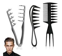3 PCS Texture Styling Comb Kit, Nowavibe Magic Combs Volumizing Wide-Tooth Hair Styling Combs for Men Texturising Comb Barber Detanglers Tool, for Bangs Hairdressing