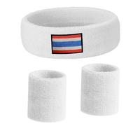 3 PCS Thailand Headband With Maple Patch For Man Woman,Thai Flag Towel Sweatband,Elastic Soft Head Band Sweat Bandana For Sport Travel Running Working Out(White)