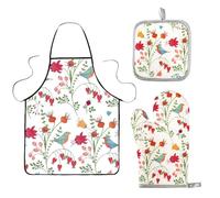 3 Pcs The Pioneer Woman Kitchen Stuff,Pioneer Woman Kitchen Oven Mitts and Pot Holders Sets with Cooking Kitchen Aprons for Women,Pioneer Woman Kitchen Accessories Gifts for Women