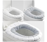 3 pcs Thicken Toilet seat Cover Set Toilet Seat Cushion Toilet Seat Pads Washable Universal Reusable(Style 2)