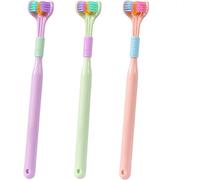 3 PCS Three Sided Toothbrush, 3 Sided Auti-sm Toothbrush, Sensory Toothbrush A-utism Kids, Triple Angle Toothbrush, 3 Sided A-utismi-ng Toothbrush Creative Travel Toothbrush for Teeth Care Gum Care