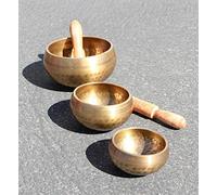 3 Pcs Tibetan Singing Bowl Standing Bell Set Himalayan Bowl For Chakras Meditation Mind Healing Peace of Heart Prayer Yoga Religion Buddhist Bowl w 3 Mallet Wooden Striker