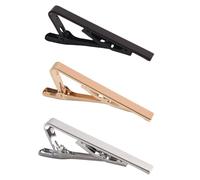 3 PCS Tie Clip for Men, Stainless Steel Tie Bar Set Minimalist Necktie Clip for Wedding Men Business Party Daily Life Anniversary Meeting Gold Black Silver