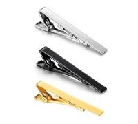 3 Pcs Tie Clip,Ties Dress Clips to Stop Gaping Pins Mens Silver Black Gold Set Collar Bar Pin Guitar Lapel Accessories Badges Boxes Business Classic Gapings Hanger Personalised Wedding,for Men Boys