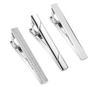 3 Pcs Tie Clips for Men, Classic Silver Tie Clip Set, Stainless Steel Tie Pins for Regular Ties, Suit Accessories for Business Wedding Anniversary Everyday Wear, Ideal Gift for Father Husband