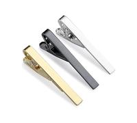 3 PCS Tie Clips for Men, Long Styles Tie Bar Clip Set, Square Edges Tie Tack Pins for Office, Wedding & Formal Events