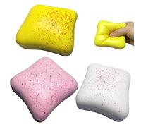 3 Pcs Toast Squishy Sensory Toy, Bread Squishy Toys (White Pink Yellow）