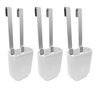 3 Pcs Toilet Tank Cleaner Holders, White Plastic Hanging Toilet Tank Bleach Tablet Bracket with Stainless Steel Hook, Long-Lasting Rust-Resistant Carrier for Tablets, Space-Saving Bathroom Organizer