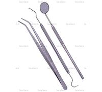 3 PCS Tooth Pick Dissecting Tweezers Dental Mouth Mirror Tartar Plaque Remove