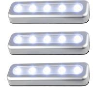 3 Pcs Touch-Activated LED Stick-On Cabinet Lights Super Bright 5-Led Battery-Operated Night Light with Adhesive High CRI Led Lights AAA Battery Powered for Attic Wardrobe Stairs Kitchen Closet