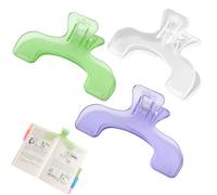 3 Pcs Transparent Book Clips,Book Page Holder for Reading Portable Book Opener Multifunctional Page Markers for Teachers Students Office Home（Green Purple White）