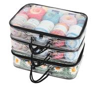 3 Pcs Transparent Knitting Bag, Crochet Clear Yarn Storage Bags for Sewing Storage, Knitting Organizers with Zippers Handle, Waterproof Yarn Oragnizer, Yarns Bags for Saving Space