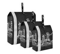 3 PCs Transparent PVC Packing Cubes, Shoes Travel Organizers, Waterproof Check Oxford Clothes Toiletry Storage Bag Print Alcoholic Sea Voyage Skeletons Sailors Float on a Bottle