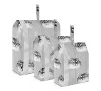 3 PCs Transparent PVC Packing Cubes, Shoes Travel Organizers, Waterproof Check Oxford Clothes Toiletry Storage Bag Print Cat Heads Seamless On Grey