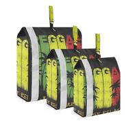 3 PCs Transparent PVC Packing Cubes, Shoes Travel Organizers, Waterproof Check Oxford Clothes Toiletry Storage Bag Print Relax Reggae Music Grounge Palm Trees On Black