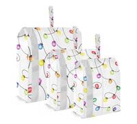 3 PCs Transparent PVC Packing Cubes, Shoes Travel Organizers, Waterproof Check Oxford Clothes Toiletry Storage Bag Print Colorful Christmas New Year Lights Seamless On White