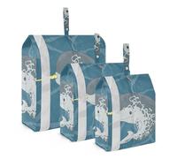 3 PCs Transparent PVC Packing Cubes, Shoes Travel Organizers, Waterproof Check Oxford Clothes Toiletry Storage Bag Print Narwhal Unicorn Fish Under Sea Water