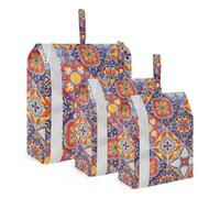 3 PCs Transparent PVC Packing Cubes, Shoes Travel Organizers, Waterproof Check Oxford Clothes Toiletry Storage Bag Print Mexican Talavera Ceramic Tile Ethnic Folk Art Colorful