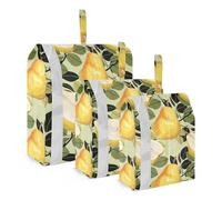 3 PCs Transparent PVC Packing Cubes, Shoes Travel Organizers, Waterproof Check Oxford Clothes Toiletry Storage Bag Print Yellow Pear Green Leaves Seamless On Green