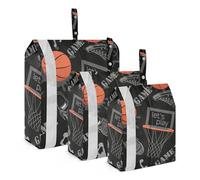 3 PCs Transparent PVC Packing Cubes, Shoes Travel Organizers, Waterproof Check Oxford Clothes Toiletry Storage Bag Print Orange Basketball Man Play Ball Shoes Seamless On Black