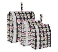 3 PCs Transparent PVC Packing Cubes, Shoes Travel Organizers, Waterproof Check Oxford Clothes Toiletry Storage Bag Print Day of the Dead Sugar Skulls Colorful Seamless On Black