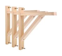 3 Pcs Triangle Shelf Brackets Wall Mounted Supports Solid Wood | Natural Finish, Minimalist Decorative Style, Suitable for Plant Displays and Plug-in Pendant Lighting Projects