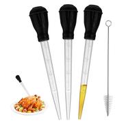 3 Pcs Turkey Baster Large, Baster Pipette, Meat Baster Syringe, Basting Syringe Pipette, Bulb Barbecue Chicken Basting Cooking Pipette, Plastic Dropper Aquarium Injector for Cooking BBQ Grill Baking