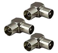 3 Pcs TV PAL Female to Male Coaxial Connector Right Angle TV Aerial F Plug RF Right Angle Adapter for TV Coax Aerial Cables
