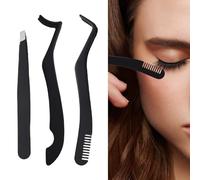 3 Pcs Tweezers for Eyebrows - Professional Stainless Steel Slanted and Pointed Tip Hair Tweezers Set for Ingrown Hair, Blackhead Removal, Eyelash Extension, Eyebrows Plucking Beauty Tool for Women