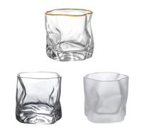 3 Pcs Twisted Whisky Glass Cup Creative Decorative Cocktail Drinkware | High Transparency Glass, Comfortable Grip, Irregular Stylish Surface, Suitable for Coffee, Cocktails and Home Entertaining