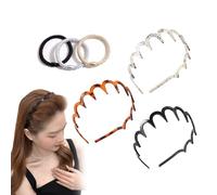 3 Pcs U Shape Fashion Tooth Hair Comb Headband, Reversible Headband with Teeth, Retro High Skull Headbands, Wavy Teeth Hair Band for Women (3Pcs A, One size)