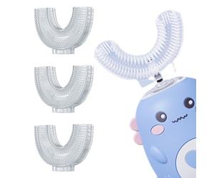3 Pcs U-Shaped Toothbrush Replacement Heads,Toothbrush Silicone Bristles for 360-Degree Cleaning,360° Whole Mouth Manual Training Tooth Brush,Soft and Hygienic Oral Care for 2-6 Baby