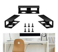 3 PCS Under Desk Laptop Mount,Universal Under Desk Metal Laptop Mount With Anti-Scratch Hidden Docking Station Holder,Silicone Tray Space-Saving for Tablet,Keyboard,Cable Box,Network Switch (Black)