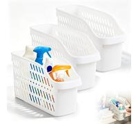 3 Pcs Under Sink Organiser with Wheels, Pull Out Under Sink Storage Multi-Purpose Plastic Cupboard Basket for Kitchen Bathroom Cabinet Accessories