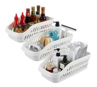3 Pcs Under Sink Storage with Wheels, Pull Out Under Kitchen Sink Storage, Kitchen Counter Corner Organiser Container Box, Multi-Purpose Plastic Cupboard Basket for Cabinet, Pantry, Bathroom
